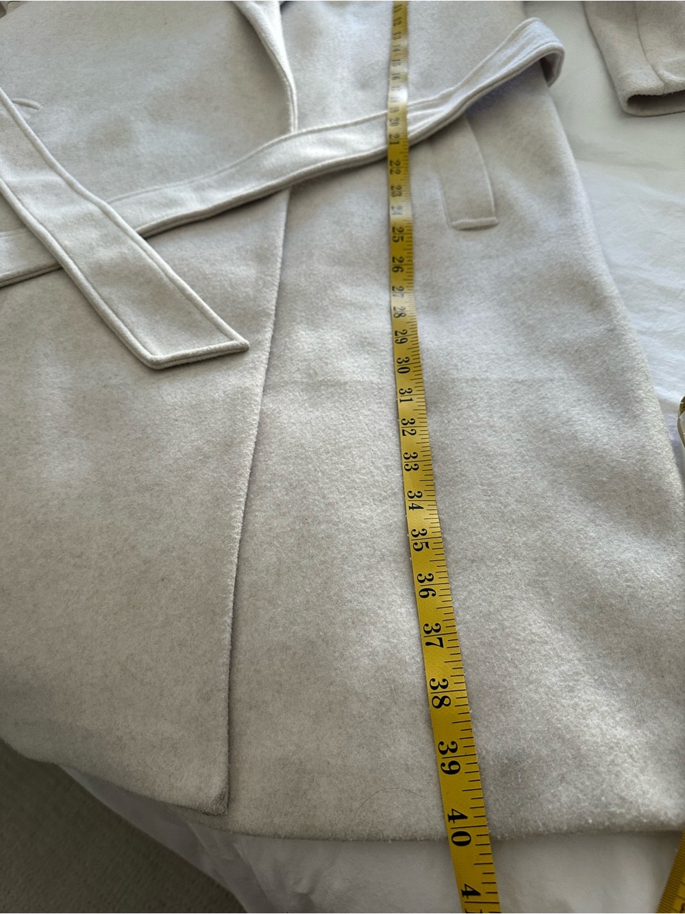 Zara Cream Hooded Wrap Coat with Self-Tie Belt, size medium - Picture 10 of 17